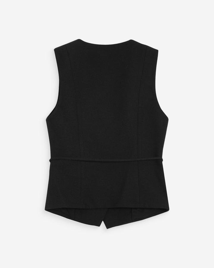 Gilet croisé à nouer sans manches cintré noir Vilmont