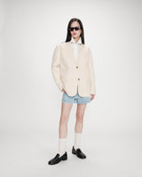 Blazer droit rayé à deux boutons vanille Velvet