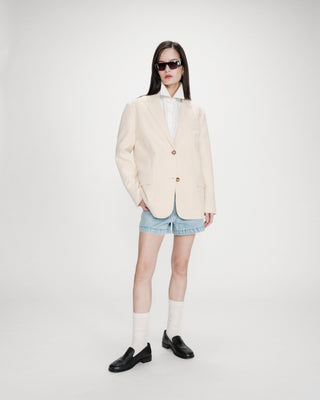 Blazer droit rayé à deux boutons vanille Velvet