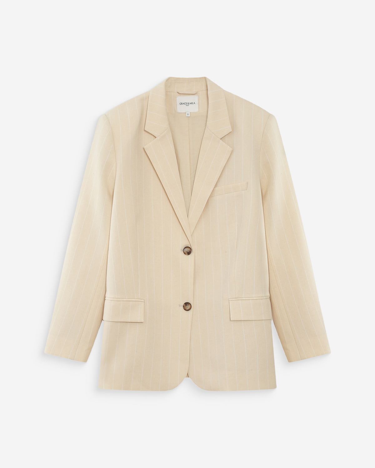 Blazer droit rayé à deux boutons vanille Velvet