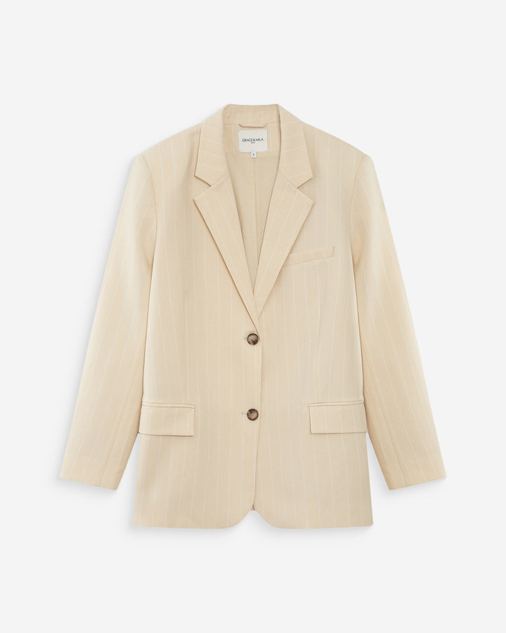 Blazer droit rayé à deux boutons vanille Velvet