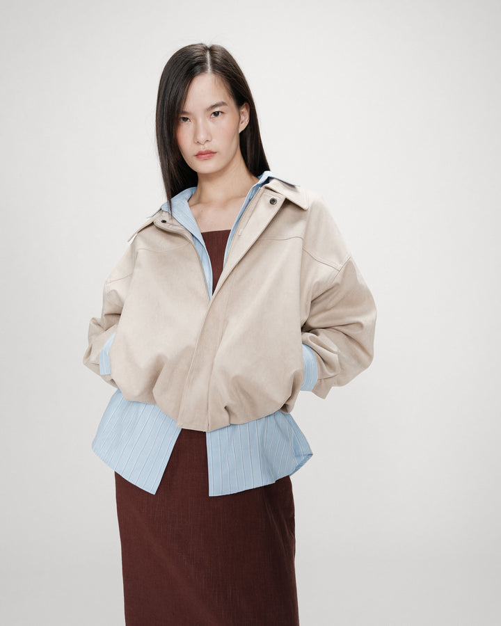 Suedette boxy bomber jacket grege Verve