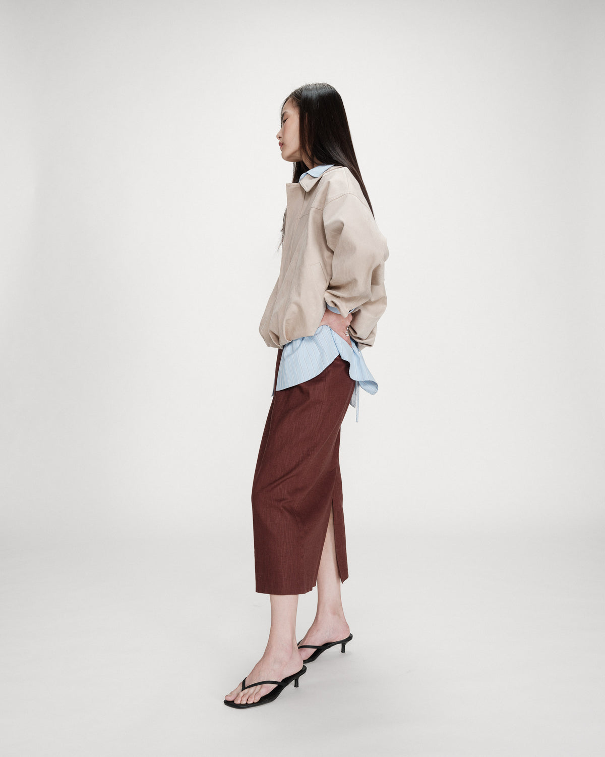 Suedette boxy bomber jacket grege Verve
