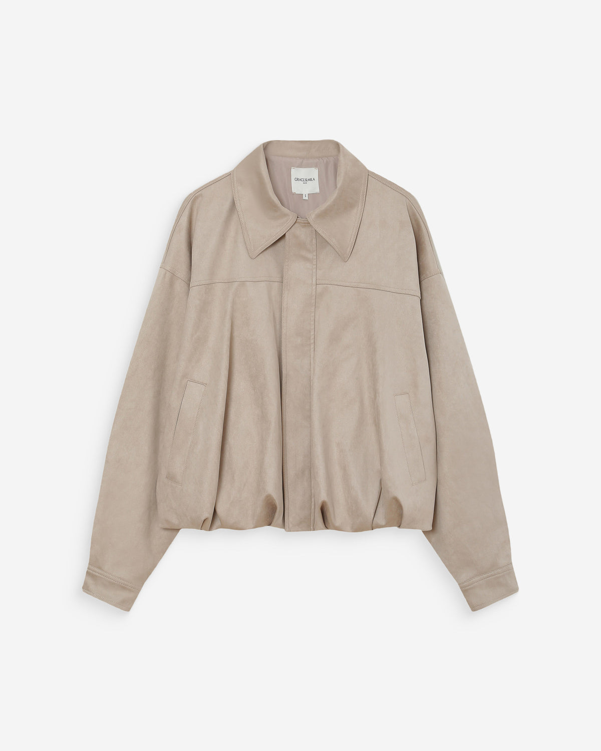 Suedette boxy bomber jacket grege Verve