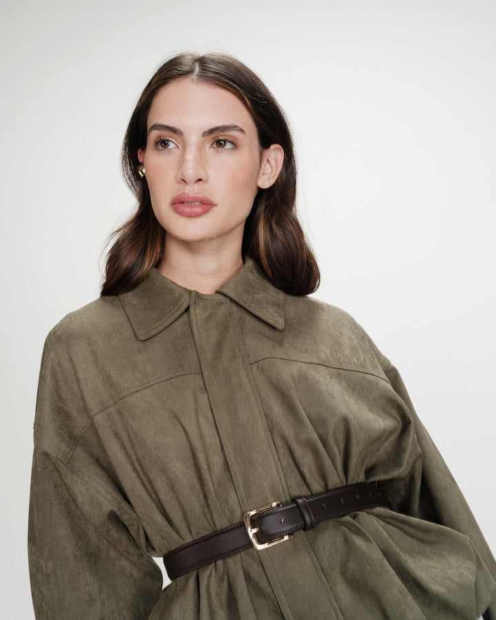 Suedette boxy bomber jacket kaki Verve