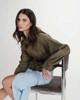 Suedette boxy bomber jacket kaki Verve