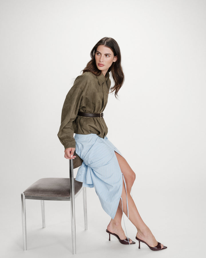 Suedette boxy bomber jacket kaki Verve