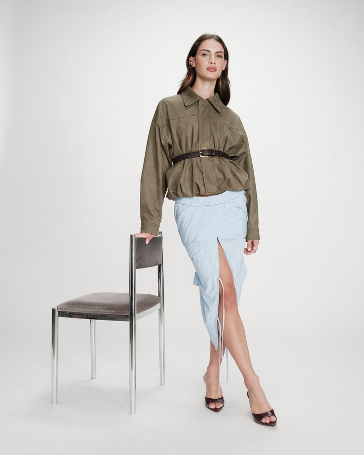 Suedette boxy bomber jacket kaki Verve