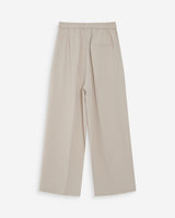 Pantalon fluide jambe large taille mi-haute ecru Noblesse