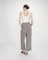 Pantalon fluide jambe large taille mi-haute kaki Noblesse
