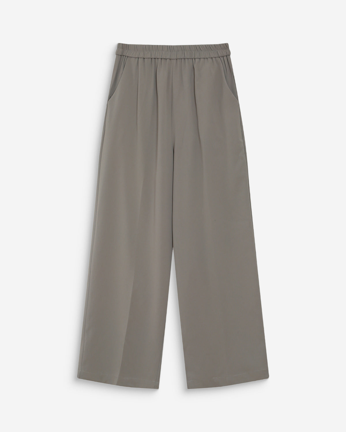 Pantalon fluide jambe large taille mi-haute kaki Noblesse