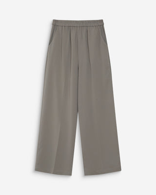 Pantalon fluide jambe large taille mi-haute kaki Noblesse