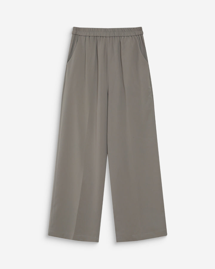 Pantalon fluide jambe large taille mi-haute kaki Noblesse