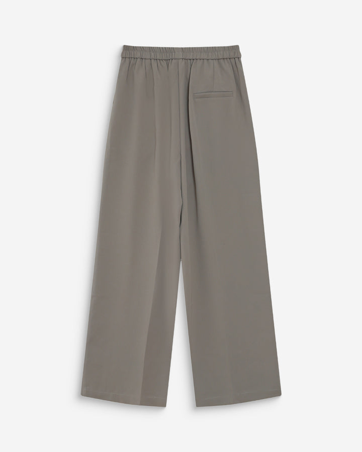 Pantalon fluide jambe large taille mi-haute kaki Noblesse