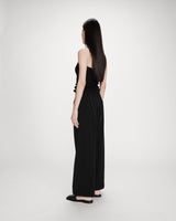 Pantalon fluide jambe large taille mi-haute noir Noblesse