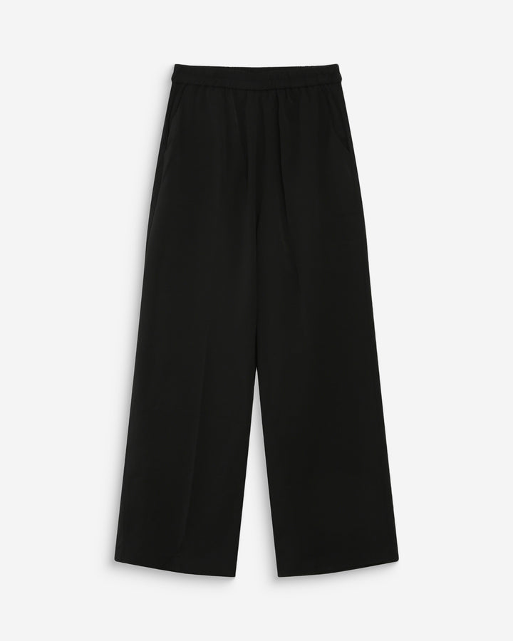 Pantalon fluide jambe large taille mi-haute noir Noblesse