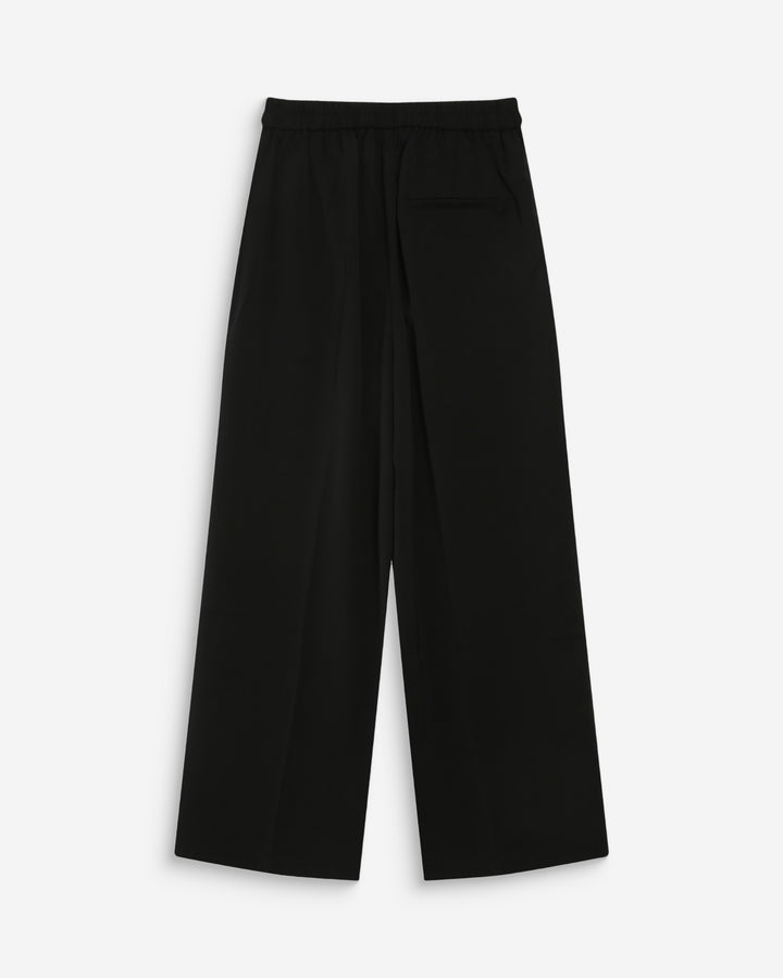 Pantalon fluide jambe large taille mi-haute noir Noblesse