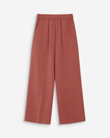 Pantalon fluide jambe large taille mi-haute terracotta Noblesse