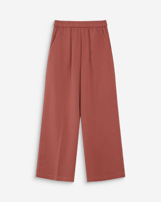 Pantalon fluide jambe large taille mi-haute terracotta Noblesse