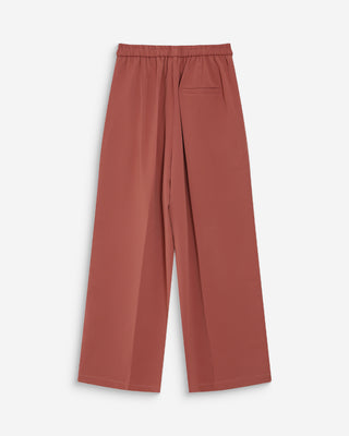Pantalon fluide jambe large taille mi-haute terracotta Noblesse