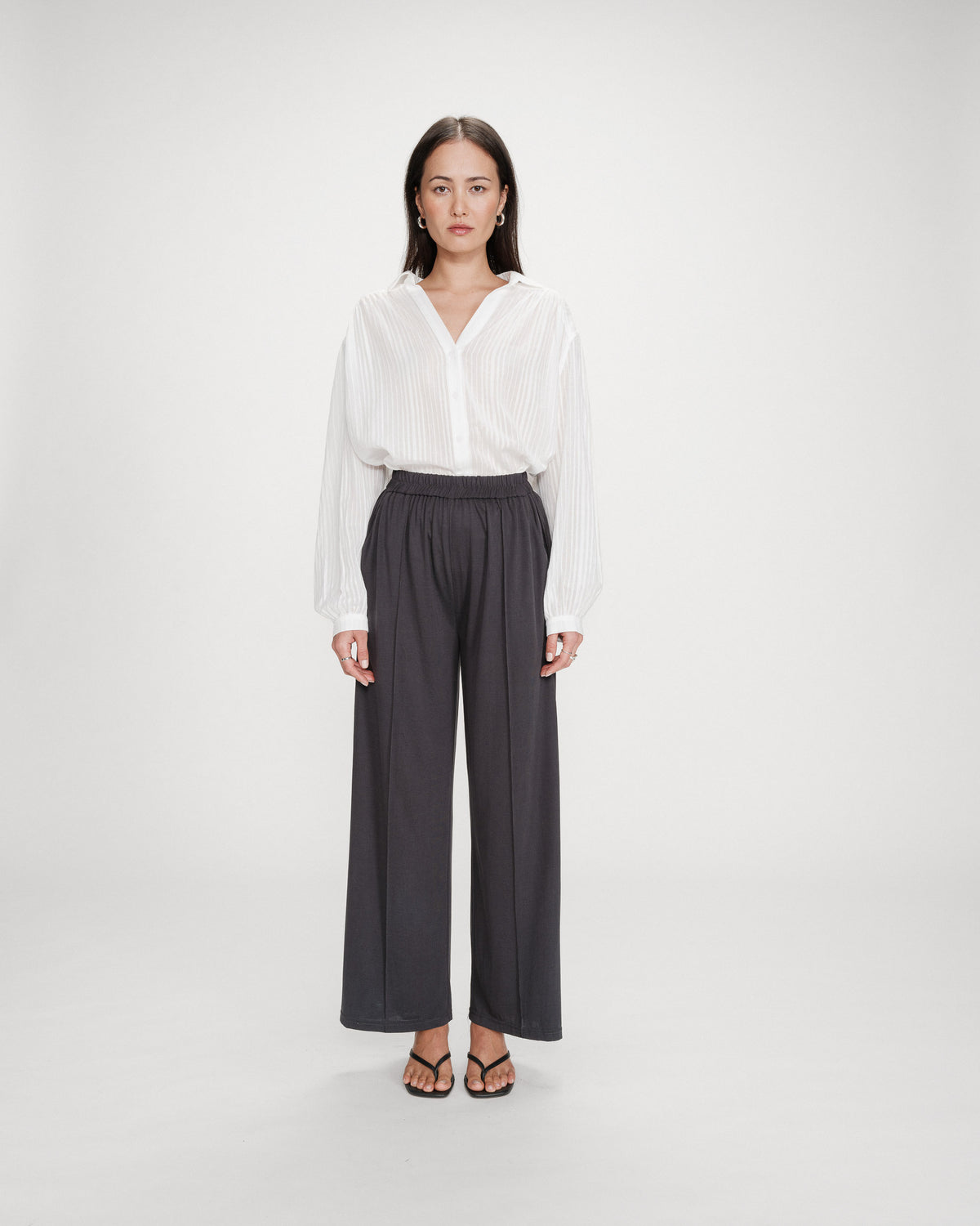 Pantalon en modal jambe large marine Pax