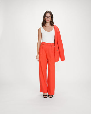 Straight tailored pants with pleats sanguine Pierre
