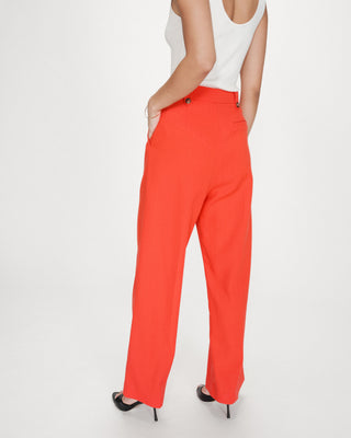 Straight tailored pants with pleats sanguine Pierre
