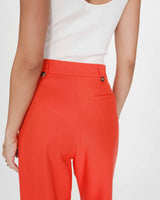 Pantalon tailleur droit taille mi-haute à plis sanguine Pierre
