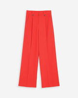 Pantalon tailleur droit taille mi-haute à plis sanguine Pierre
