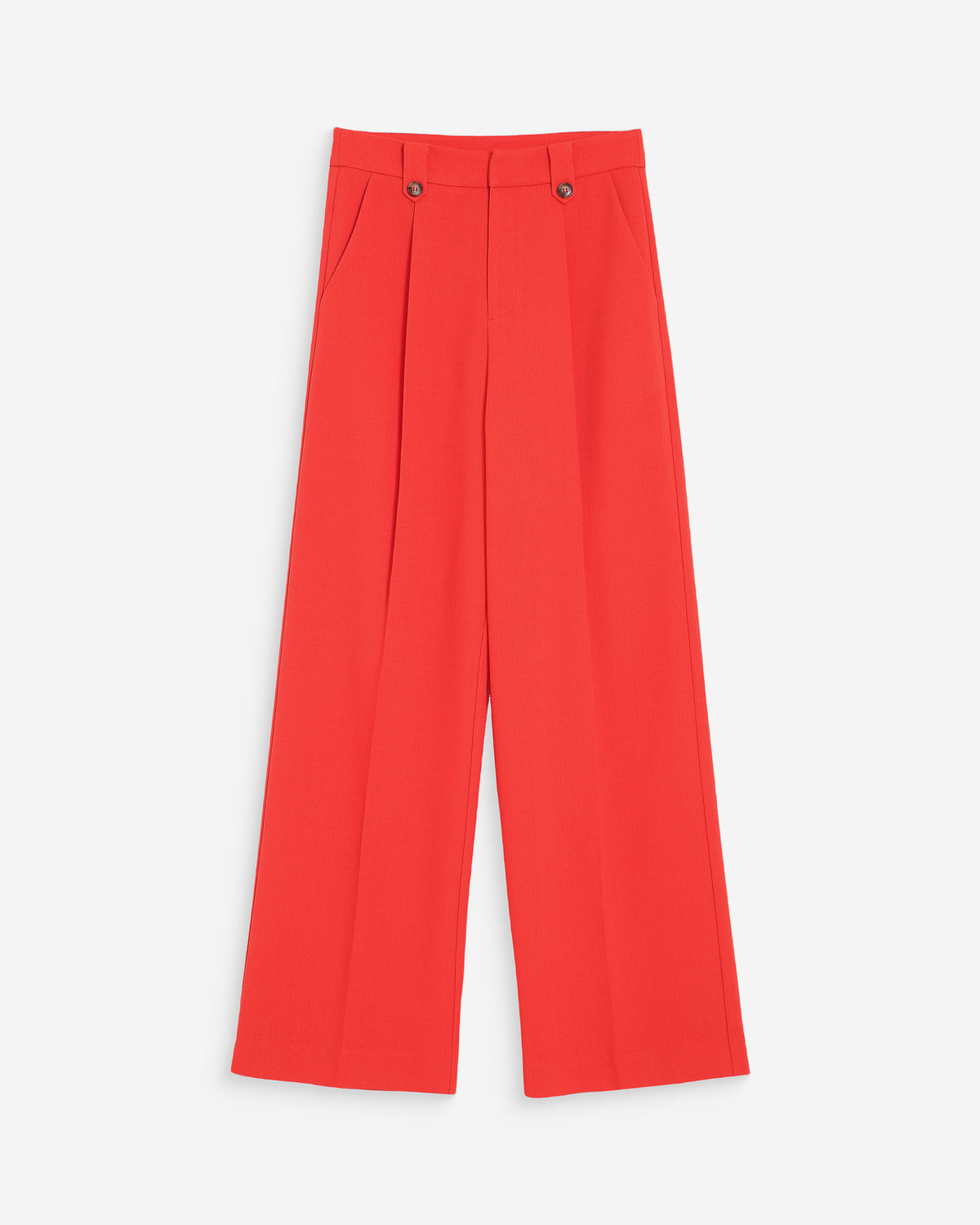 Pantalon tailleur droit taille mi-haute à plis sanguine Pierre