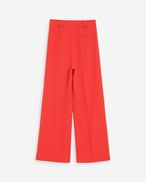 Pantalon tailleur droit taille mi-haute à plis sanguine Pierre