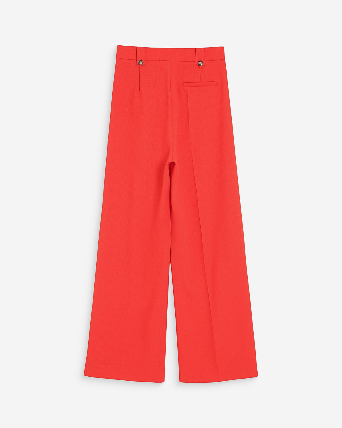 Pantalon tailleur droit taille mi-haute à plis sanguine Pierre