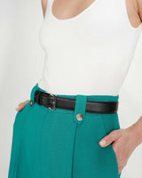 Straight tailored pants with pleats vert Pierre