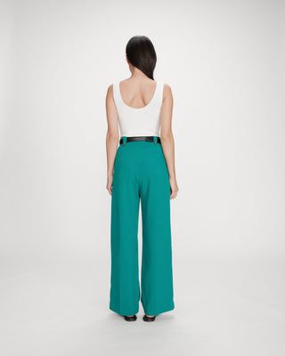 Straight tailored pants with pleats vert Pierre