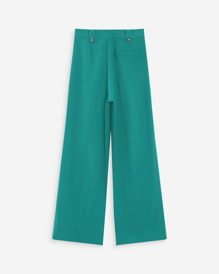 Straight tailored pants with pleats vert Pierre