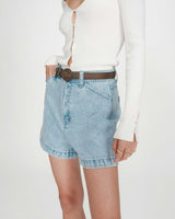 Short en jean taille haute droit skyblue Verne