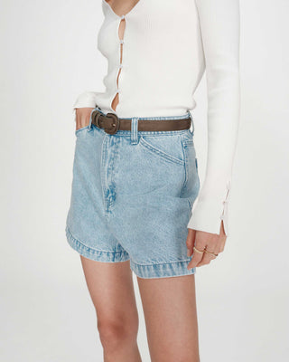 Short en jean taille haute droit skyblue Verne