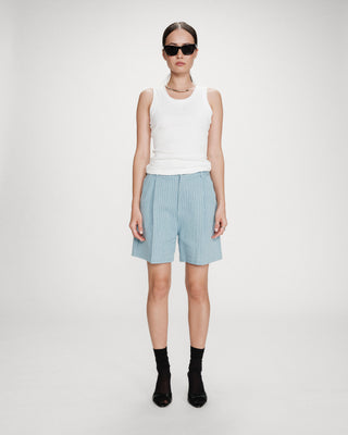 Short rayé en denim large taille haute stripedblue Vars