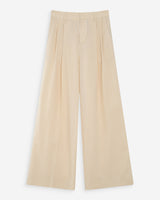 Pantalon tailleur droit en lin à fines rayures vanille Very