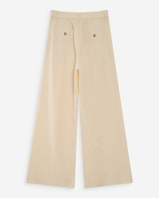 Pantalon tailleur droit en lin à fines rayures vanille Very