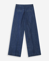 Pantalon denim large taille mi-haute à plis mediumblue Vienne