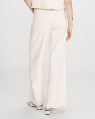 Jean large taille haute ceinture tressée ecru Jaden