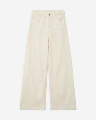 Jean large taille haute ceinture tressée ecru Jaden