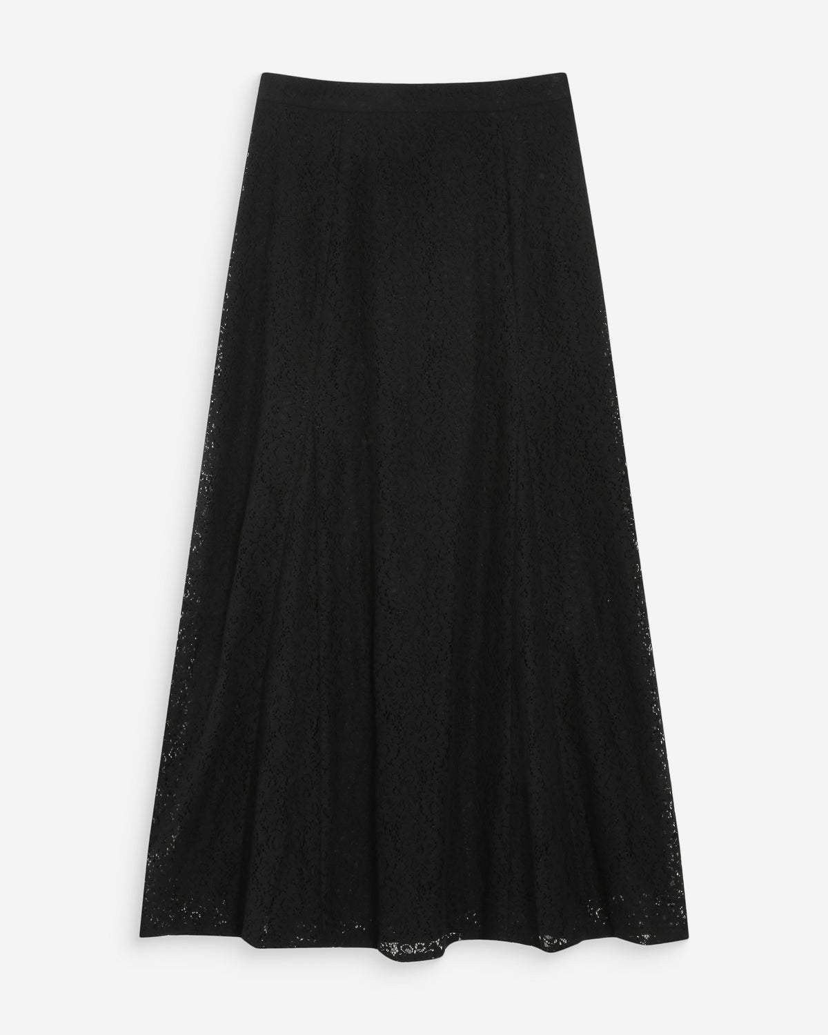 Jupe longue en dentelle évasée noir Visenya