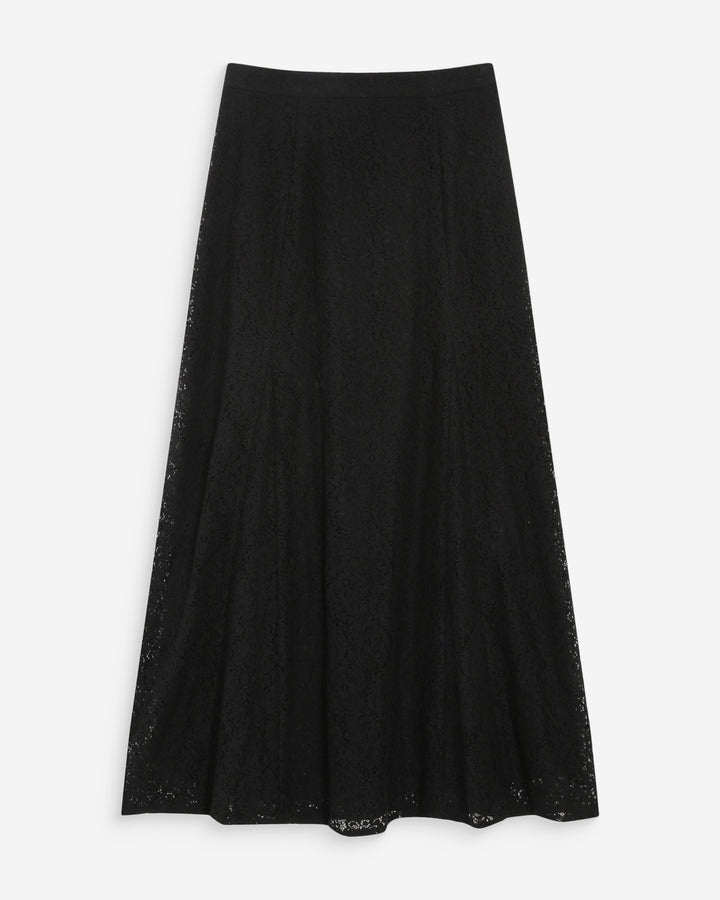 Jupe longue en dentelle évasée noir Visenya