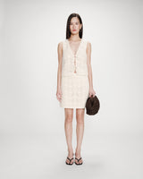 Falda corta recta de crochet bohemia ecru Victoria