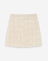 Falda corta recta de crochet bohemia ecru Victoria