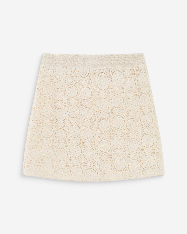 Falda corta recta de crochet bohemia ecru Victoria