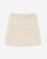 Falda corta recta de crochet bohemia ecru Victoria