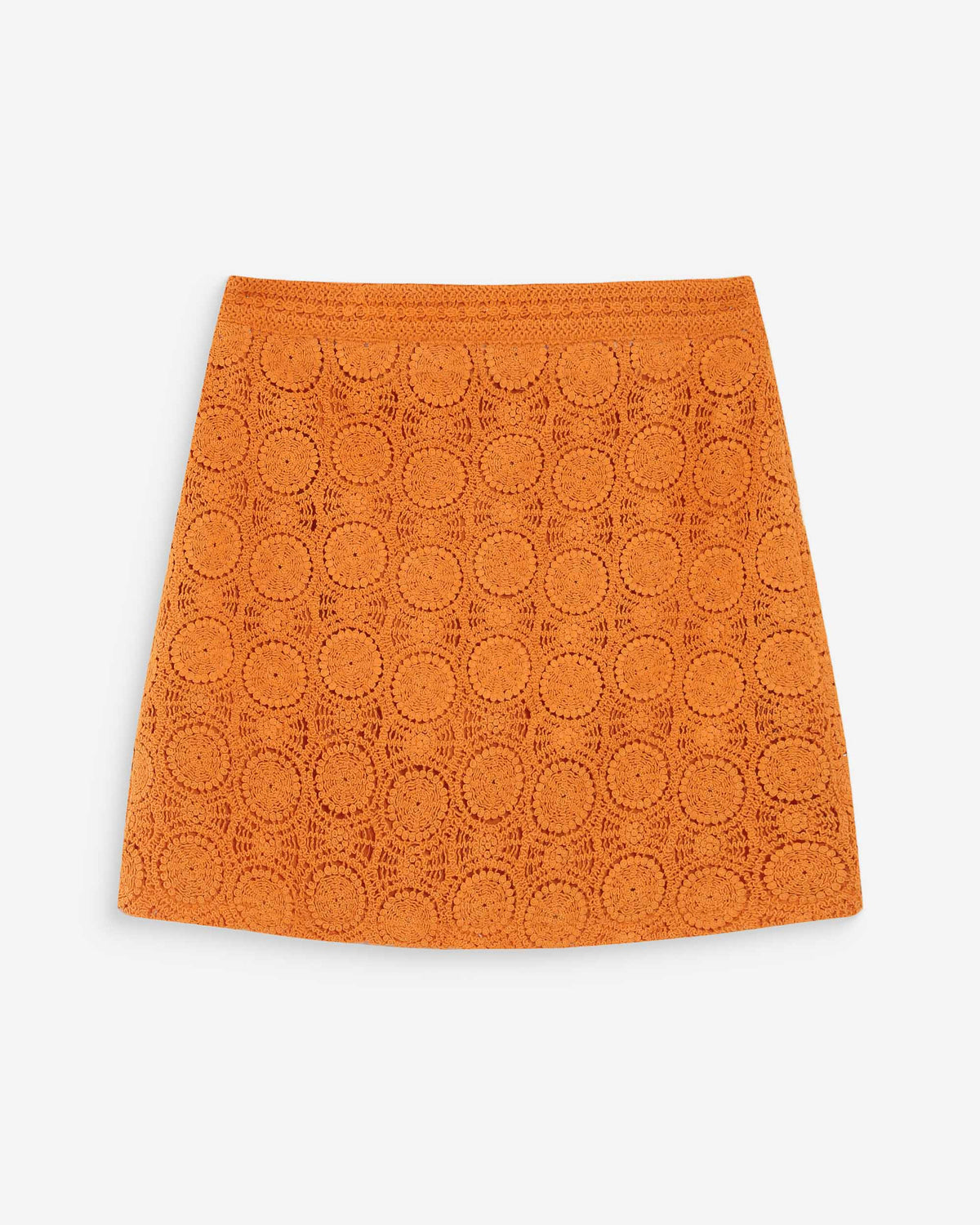 Jupe courte droite en crochet bohème or Victoria